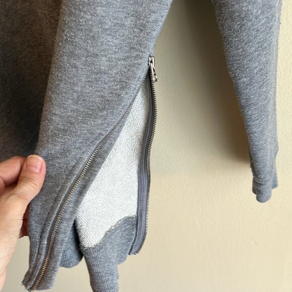 Saks Fifth Avenue Y2K Raw Hem Oversized Sweatshirt with Side Zips Gray Size S - Picture 7 of 10